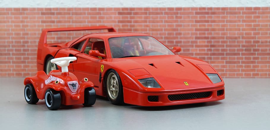 Ferrari, Bobby Car, F40, Auto, Toys, model car, vehicles, red, HD wallpaper