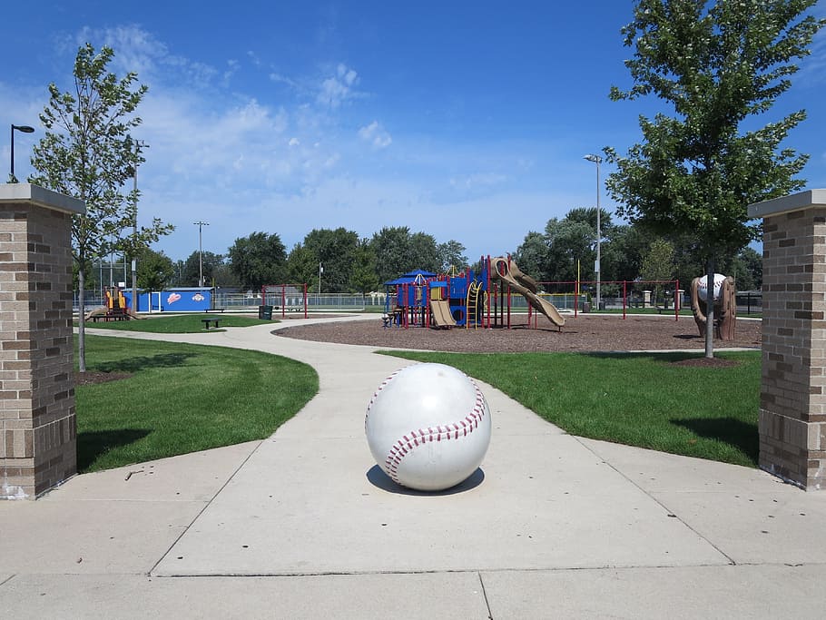 white baseball floor decoration during daytime, park, playground