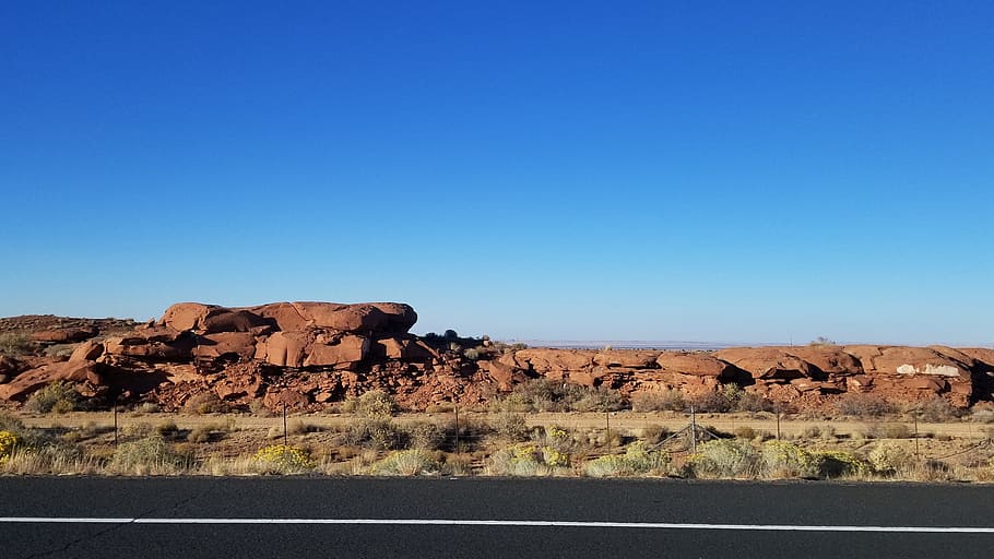 nature, desert, blue, sky, mountains, scenery, road, environment HD wallpaper