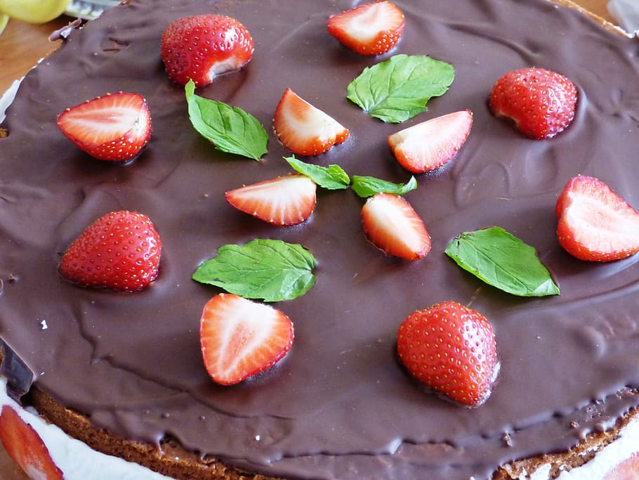Cake, Sweets, Sweet, Chocolate, strawberries, fruit, cream HD wallpaper
