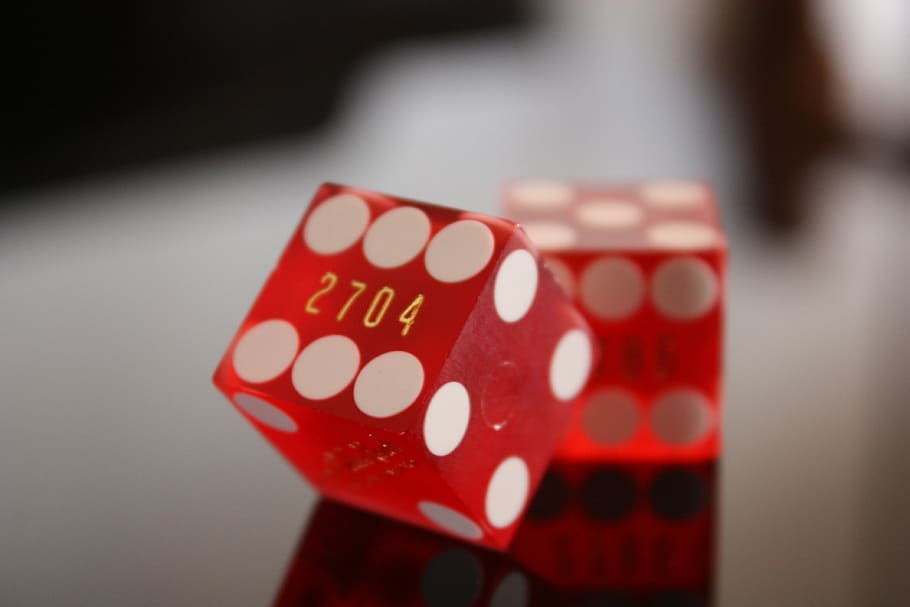 two red dices, selective focus photography of red dice, game HD wallpaper