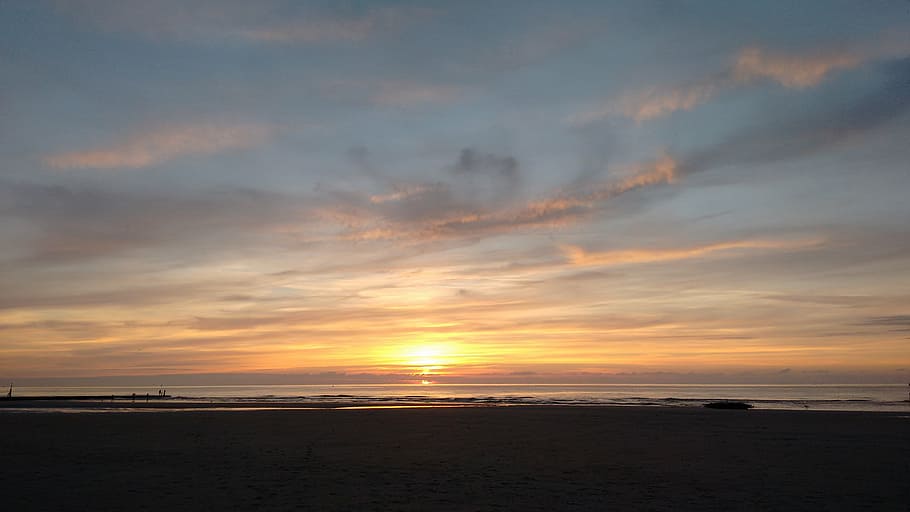 sea, beach, sun, sunset, sky, cloud - sky, water, scenics - nature HD wallpaper
