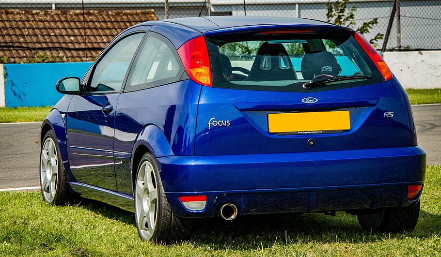 ford focus rs, mk1, mark 1, blue, car, vehicle, automobile, HD wallpaper