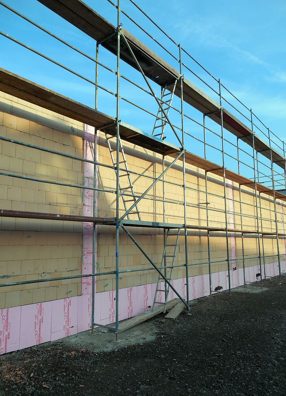 site, scaffolding, construction, construction work, build, new building HD wallpaper