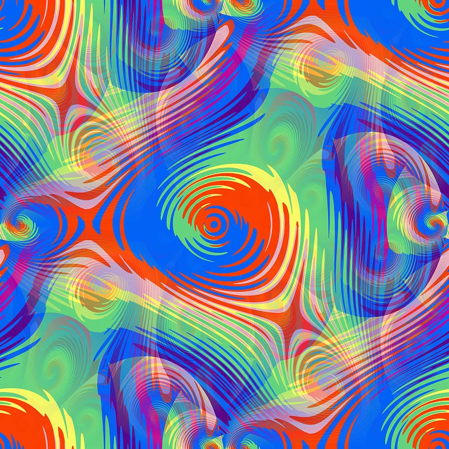 multicolored optical illusion decor, psychedelic, swirls, patterns