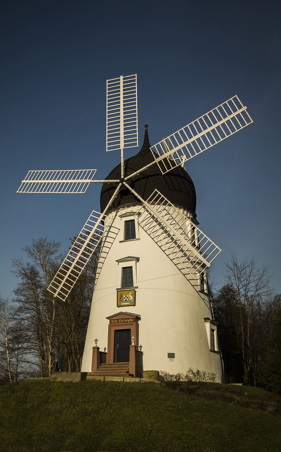 mill, gifhorn, windmill, sky, grass, trees, renewable energy HD wallpaper