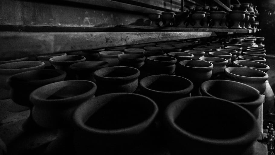 worker, sweat, labor, master, sb, black and white, pot, in a row HD wallpaper