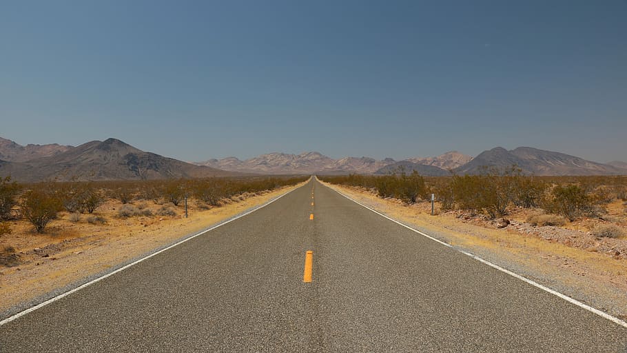 Desert, Road, Straight, Travel, Usa, old spanish trail, perspective, HD wallpaper