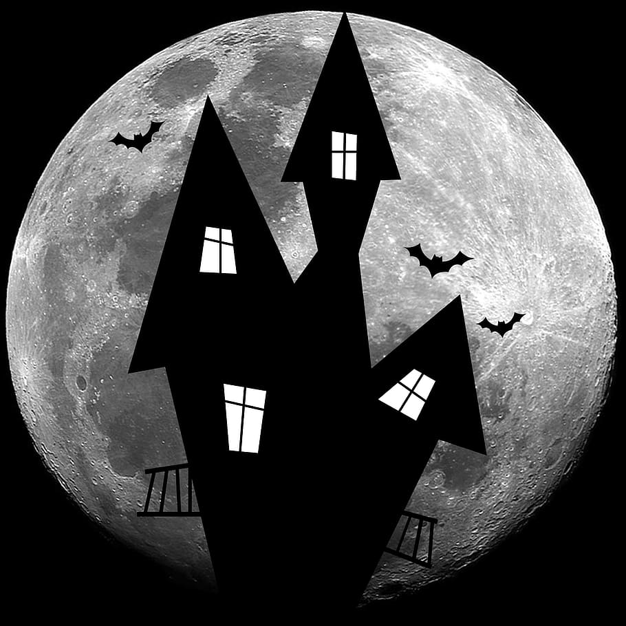 haunted house and moon wallpaper, the haunted house, halloween
