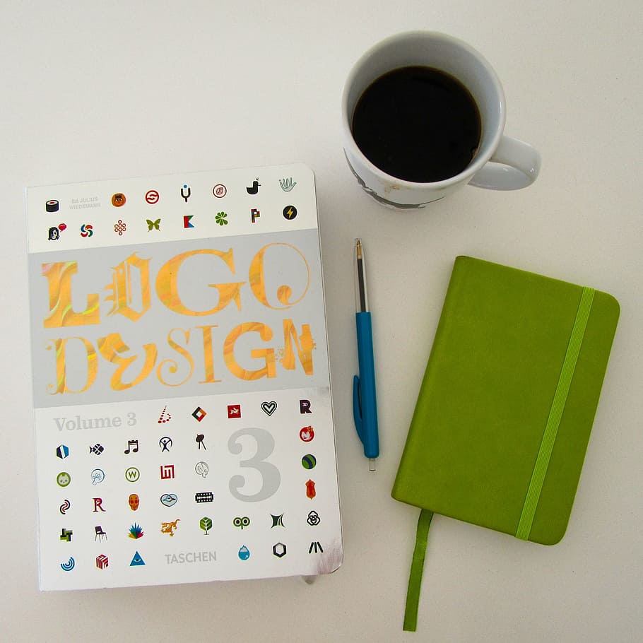 coffee, design, logo, notebook, lance, home office, business HD wallpaper