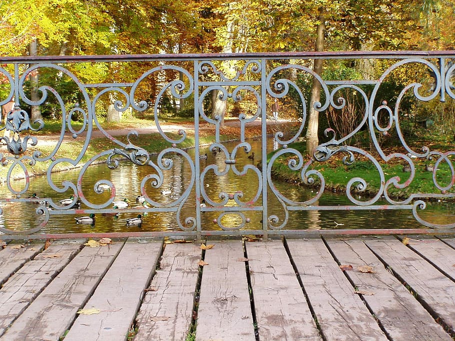 Bridge, Stream, autumn, no people, day, outdoors, close-up HD wallpaper
