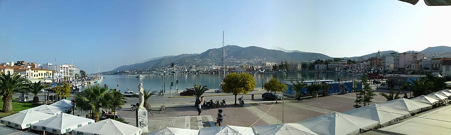mytilene, lesvos, greece, architecture, panoramic, water, building exterior, HD wallpaper