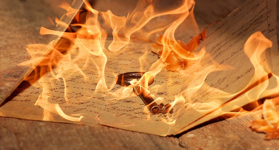 vintage paper covered with flame, letters, old, handwriting HD wallpaper