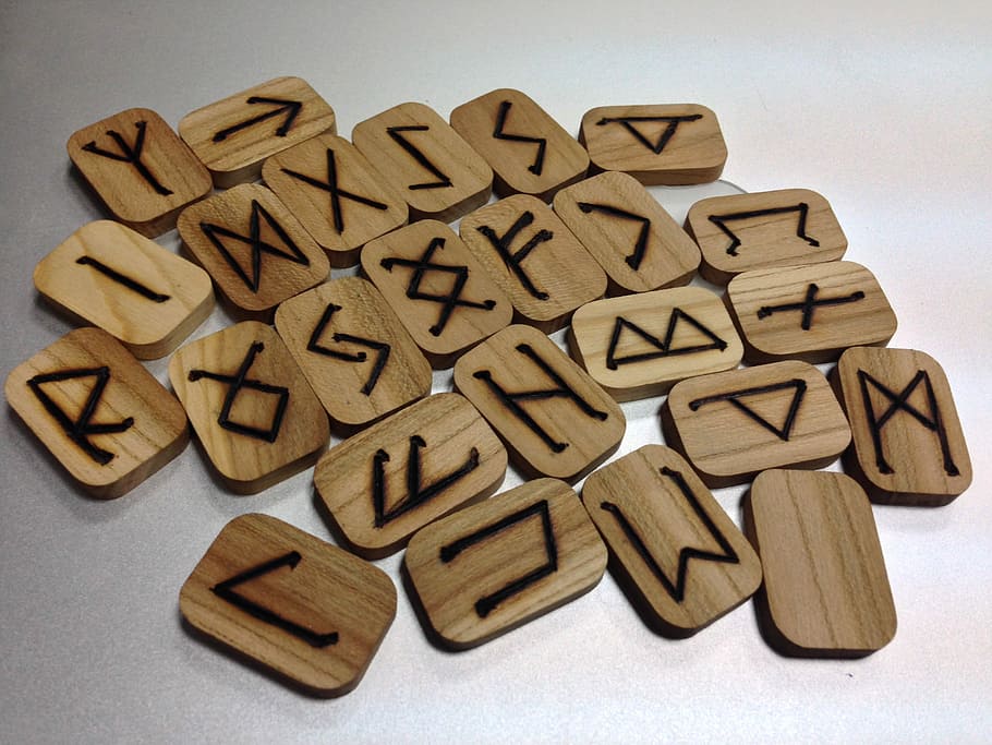 brown wooden blocks, Runes, Set, Runic Magic, rune set, single Word HD wallpaper