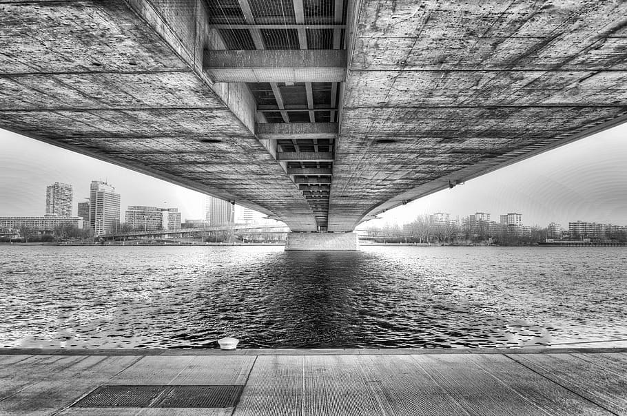 bridge, vienna, architecture, danube, perspective, built structure HD wallpaper