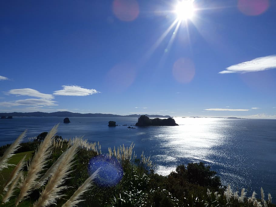 nature, sun, sea, sunlight, summer, sky, water, beauty in nature HD wallpaper