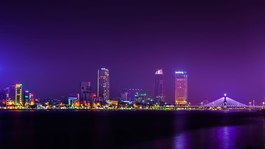 Chicago, Illinois skyline, lightened city buildings at night time HD wallpaper