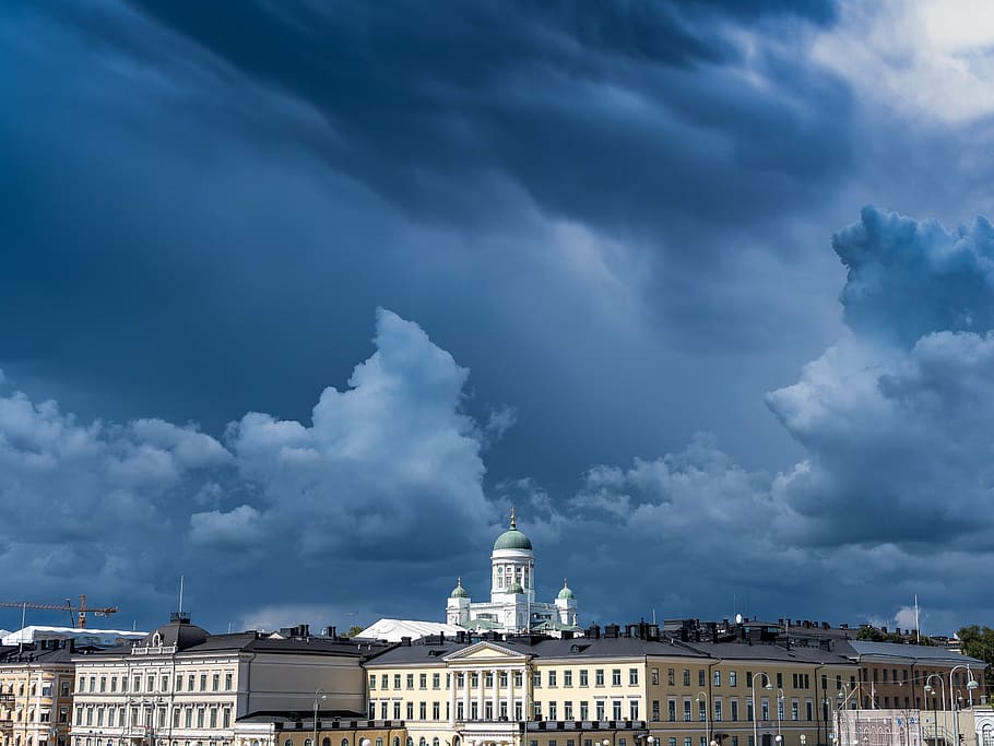city, cityscape, clouds, dark, skyline, urban, cloud - sky HD wallpaper