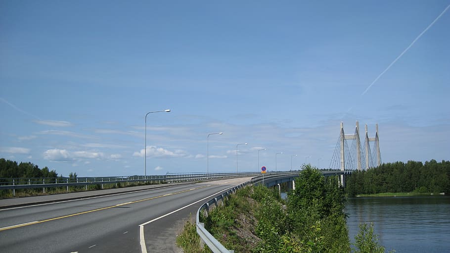 finnish, landscape, bridge, sky, summer, water, transportation HD wallpaper