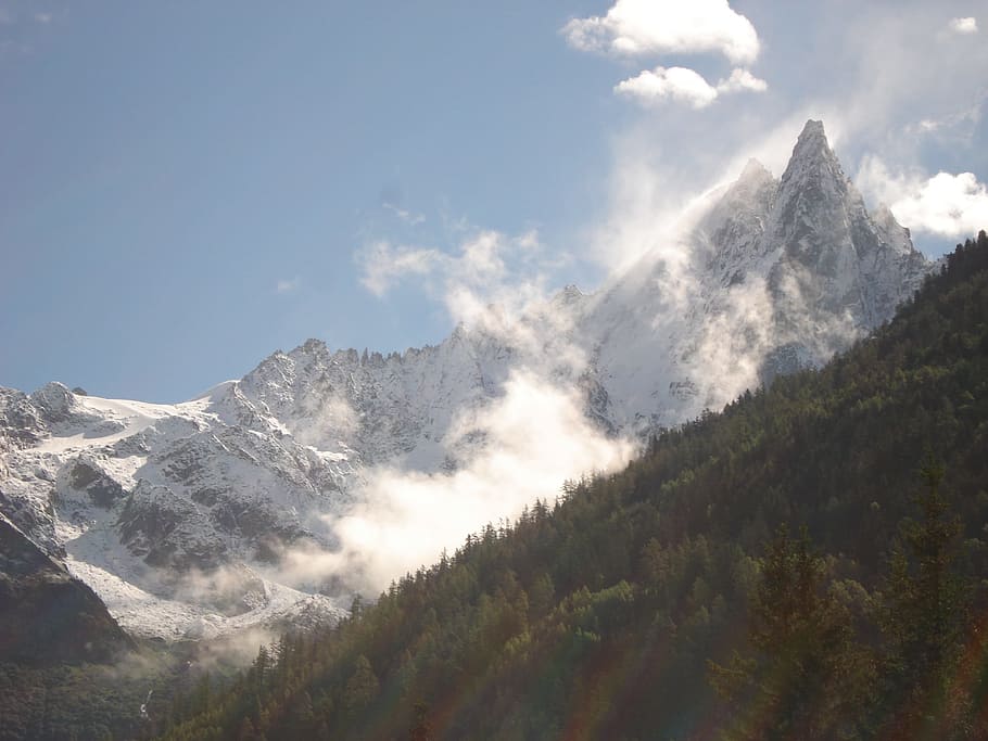 Clouds, Smoke, Mountain, nature, scenics, day, mountain range HD wallpaper