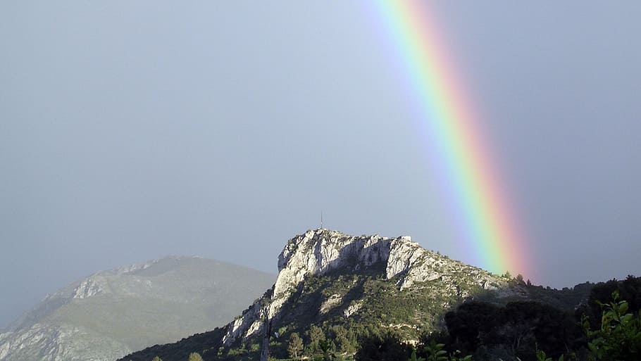 rainbow, mountain, pego, landscape, nature, scenics - nature HD wallpaper