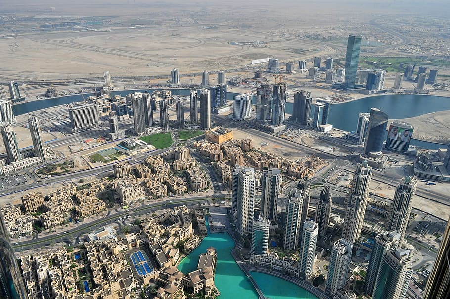 Cityscape of Dubai, United Arab Emirates UAE, buildings, photos