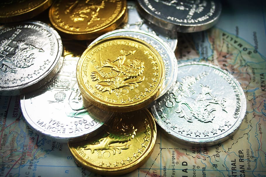 Stack of cash coins, various, money, currency, finance, business HD wallpaper