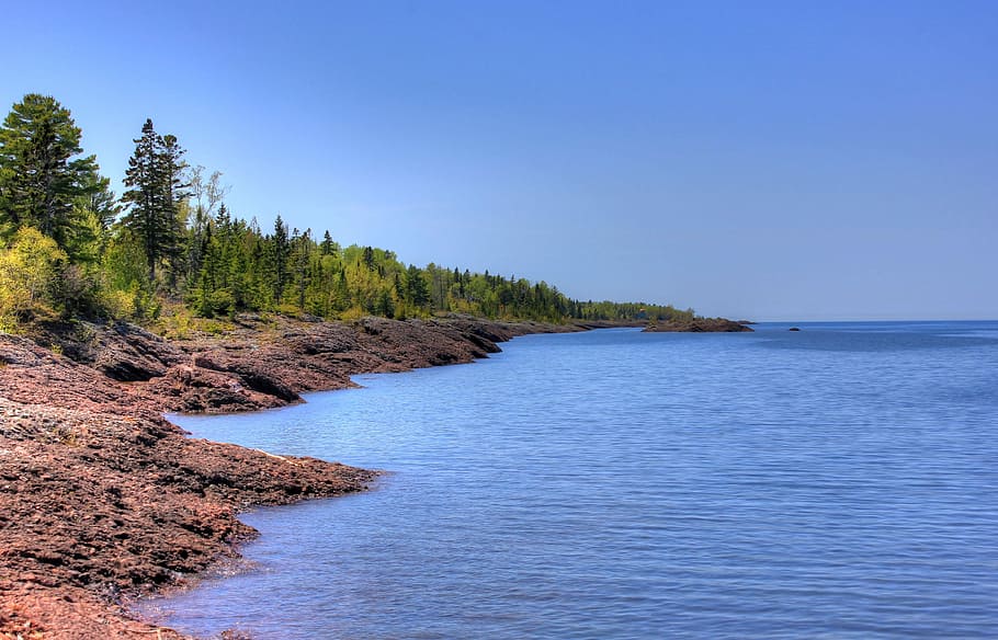 Shoreline of Lake Superior in the Upper Peninsula, Michigan, landscape, HD wallpaper