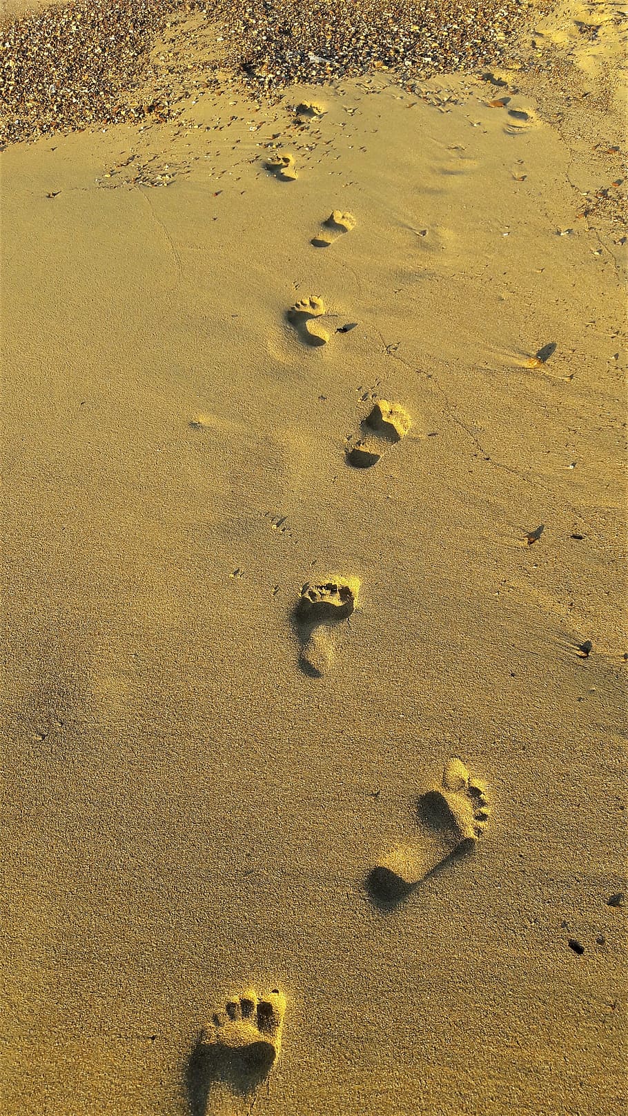 footprints, beach, sunrise, greece, koroni, land, sand, high angle view HD wallpaper