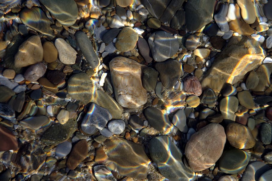 assorted-color stones under body of water, coast, underwater, HD wallpaper