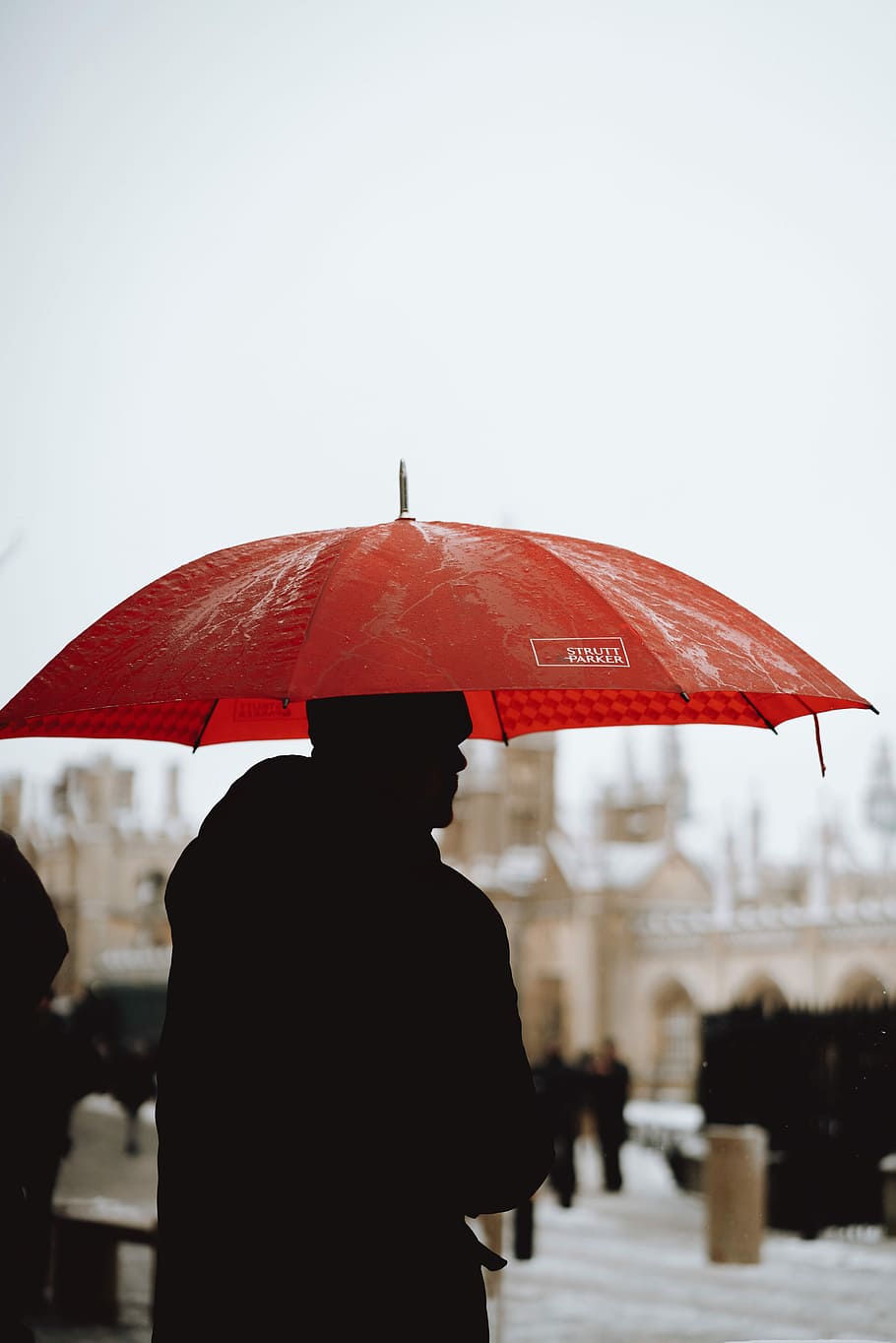 silhouette of person using umbrella at daytime photography, person holding red umbrella HD wallpaper