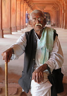 indians, old man, sitting, portrait, male, human, satisfied HD wallpaper