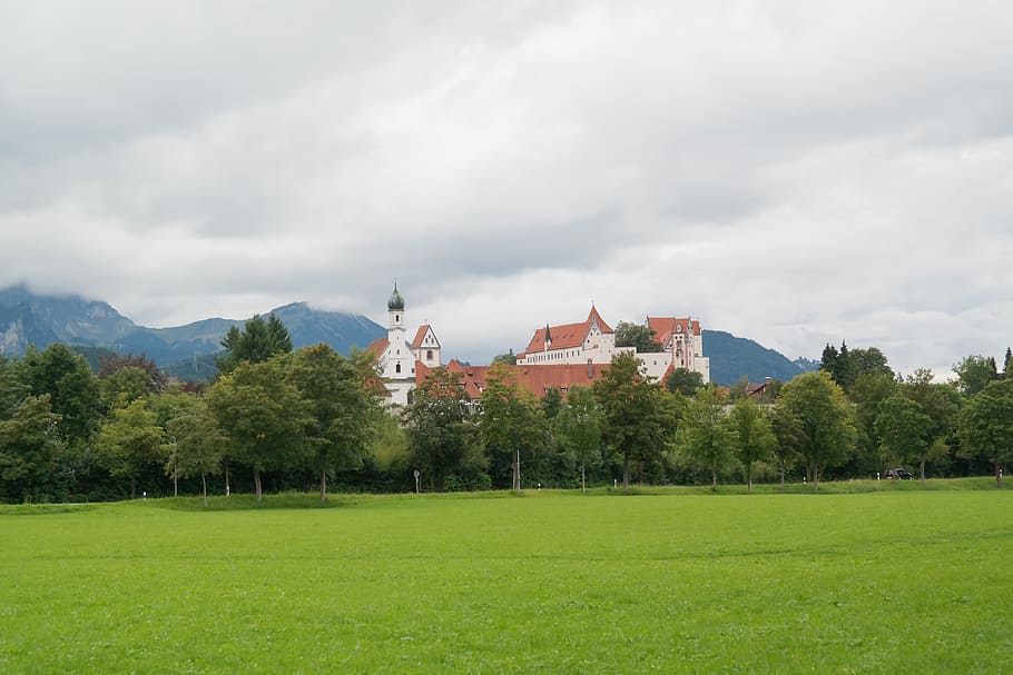 füssen, franciscan church, st mang abbey, high castle, monastery, HD wallpaper