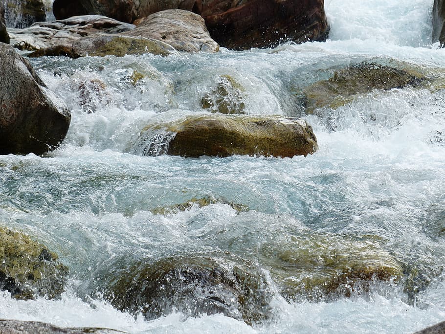 river, stone, water, cold, murmur, roaring, wild, mountain stream HD wallpaper