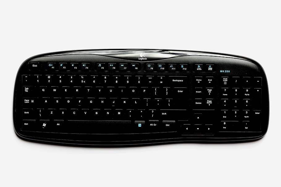 black Logitech keyboard, computer, electronics, equipment, technology HD wallpaper