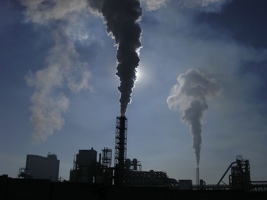 landscape, emissions, chimney, building exterior, industry HD wallpaper
