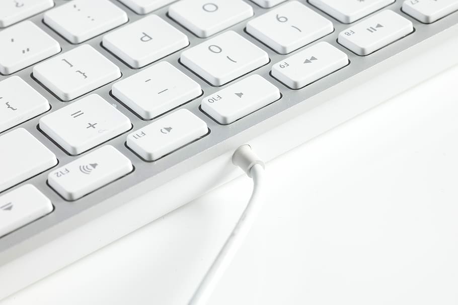 white keyboard, Apple Compact Keyboard, writing, technology, computer keyboard HD wallpaper