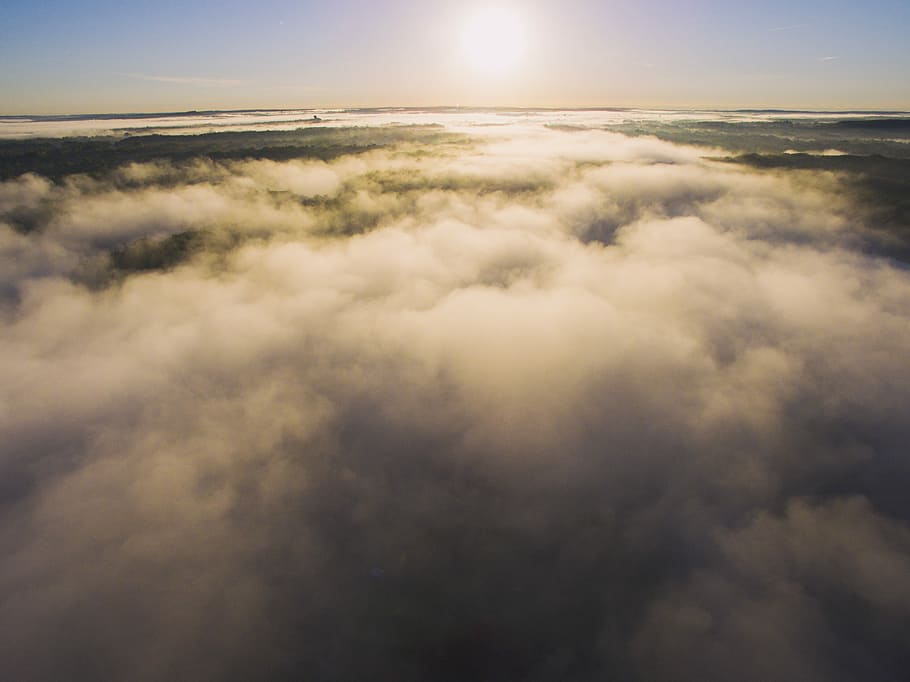 white clouds during sunset, bird's eye photography of clouds HD wallpaper