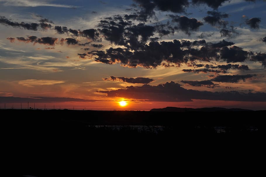 Evening, Sun, sunset, sky, sunset sky, silhouette, nature, scenics HD wallpaper