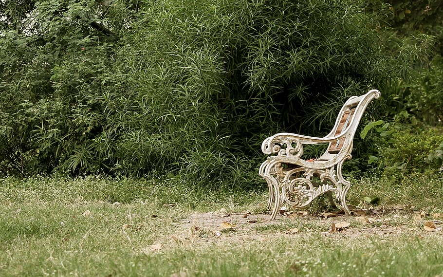 bench, park, cloudy, mood, seat, relax, peaceful, garden, outdoor HD wallpaper