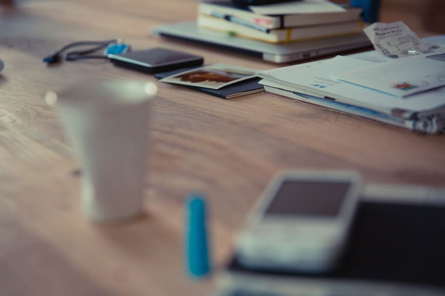 office, desk, objects, business, paper, books, envelopes, table HD wallpaper
