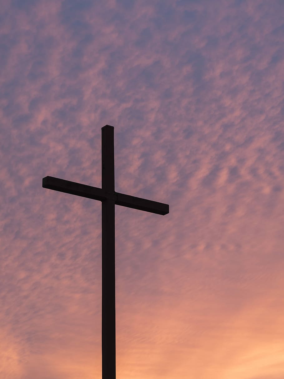 silhouette of large cross during daytime, silhouette of cross under against calm sky, HD wallpaper