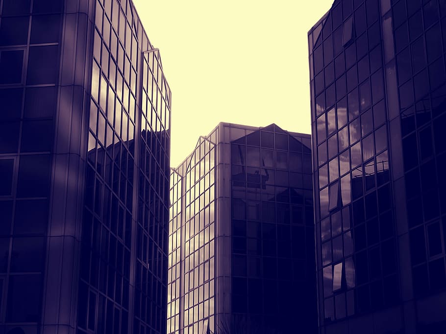 clouds, skyline, buildings, glass, architectural design, architecture HD wallpaper