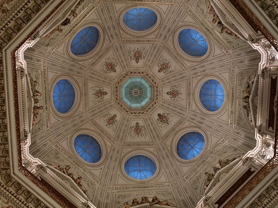 dome, blue, sky, roof, glass dome, religion, architecture, place of worship HD wallpaper