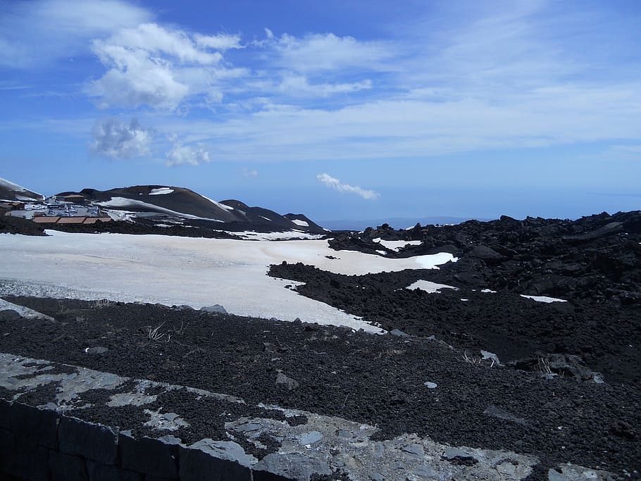 etna, mountain, volcano, landscape, snow, sky, cold temperature HD wallpaper