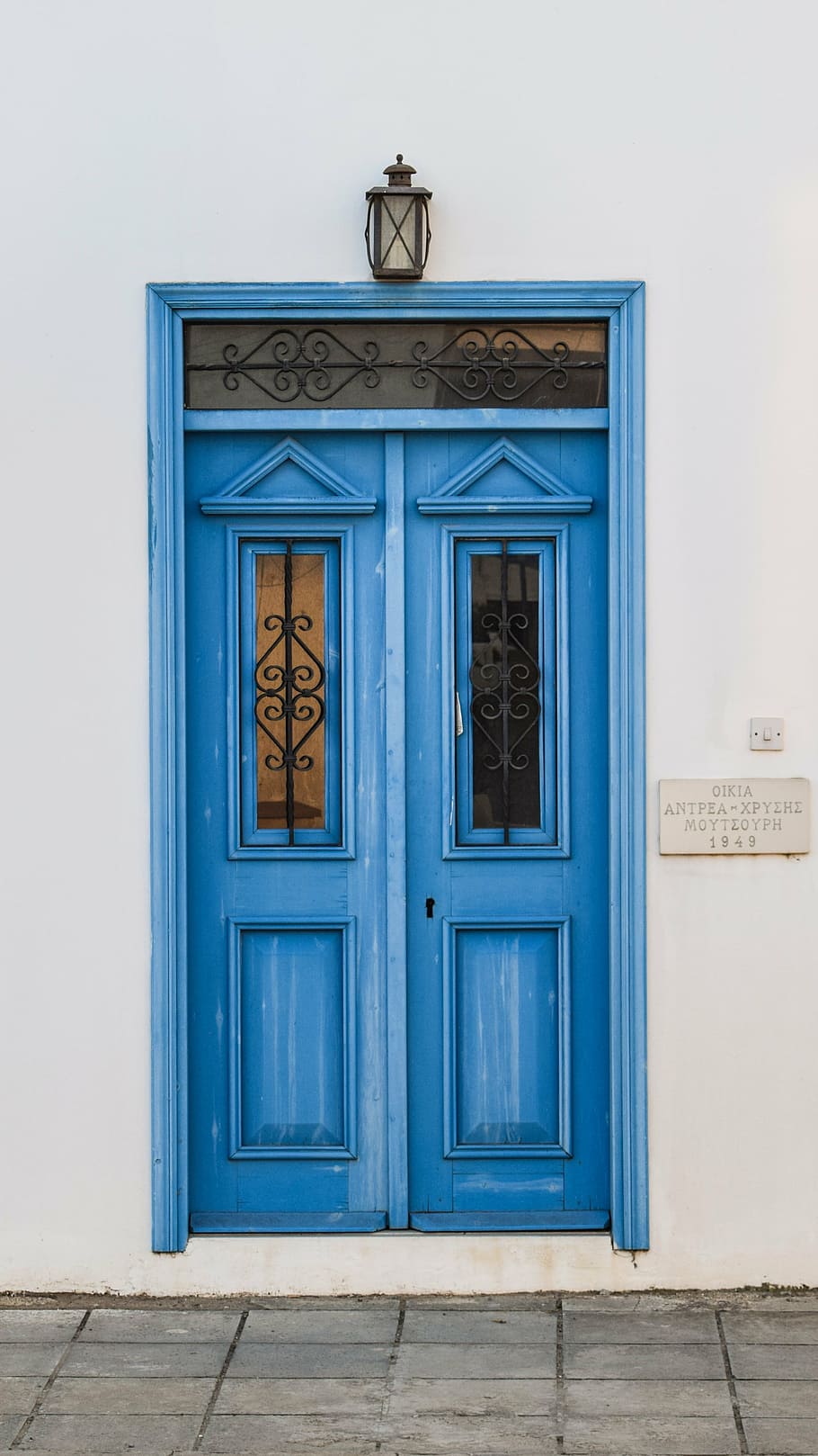 door, wooden, blue, entrance, white, wall, house, old, architecture, HD wallpaper
