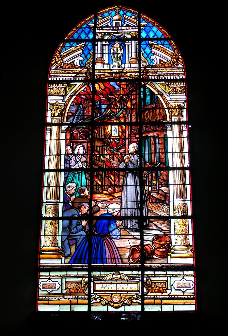 church, stained glass window, sainte anne d'auray, france, glass - material, HD wallpaper
