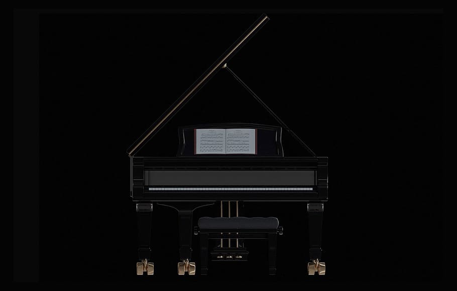 black grand piano, wing, keys, classic, instrument, keyboard instrument HD wallpaper