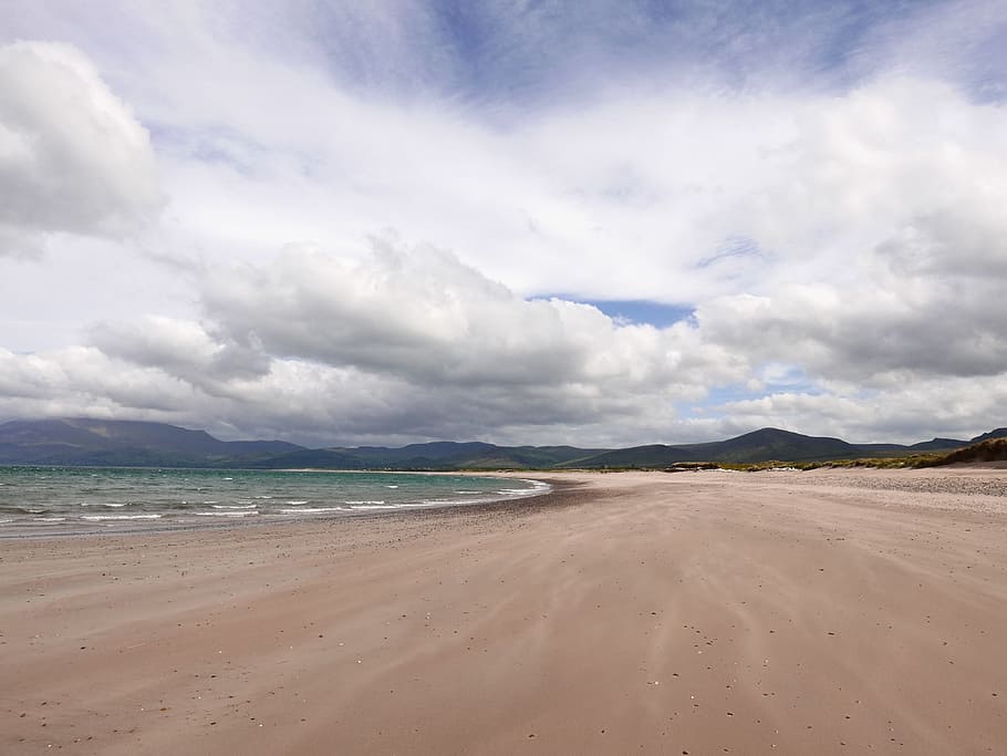 beach, sea, sand, wind, cloud - sky, land, beauty in nature HD wallpaper