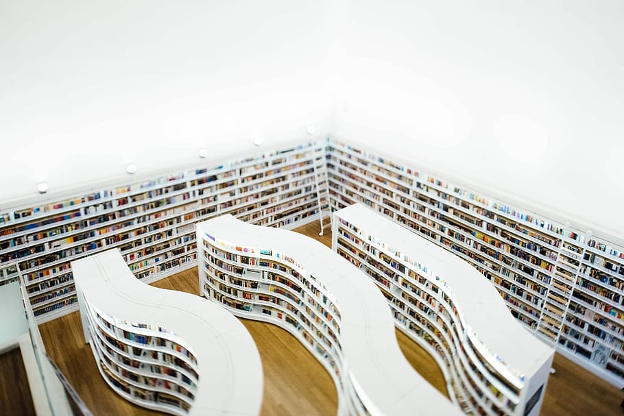 white wooden CD rack inside the room, book filled bookshelves HD wallpaper